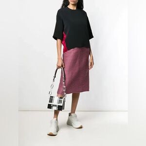 MARNI CHECKED-KNIT MIDI PENCIL SKIRT IN PINK